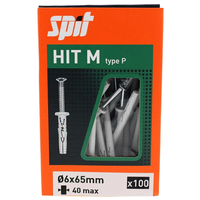 Soldes Chevilles HIT M tête plate 40mm Ø6x65mm boîte(s) 100SPIT