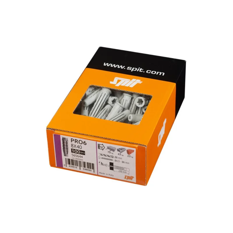 Offre Du Jour Chevilles nylon PRO6 avec collerette Ø8x40mm boîte(s) 100SPIT