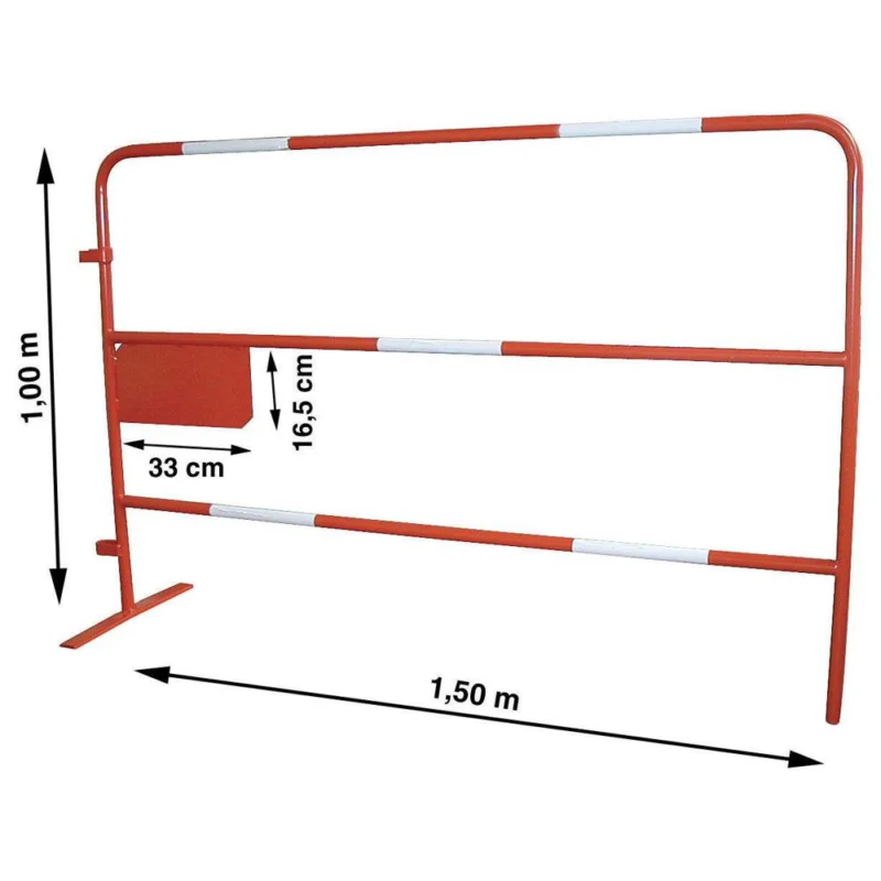 Prix Cassé Barrière de chantier TP ht.1m 1,5m 6,5kg Ø25mm rouge/blancALTRAD