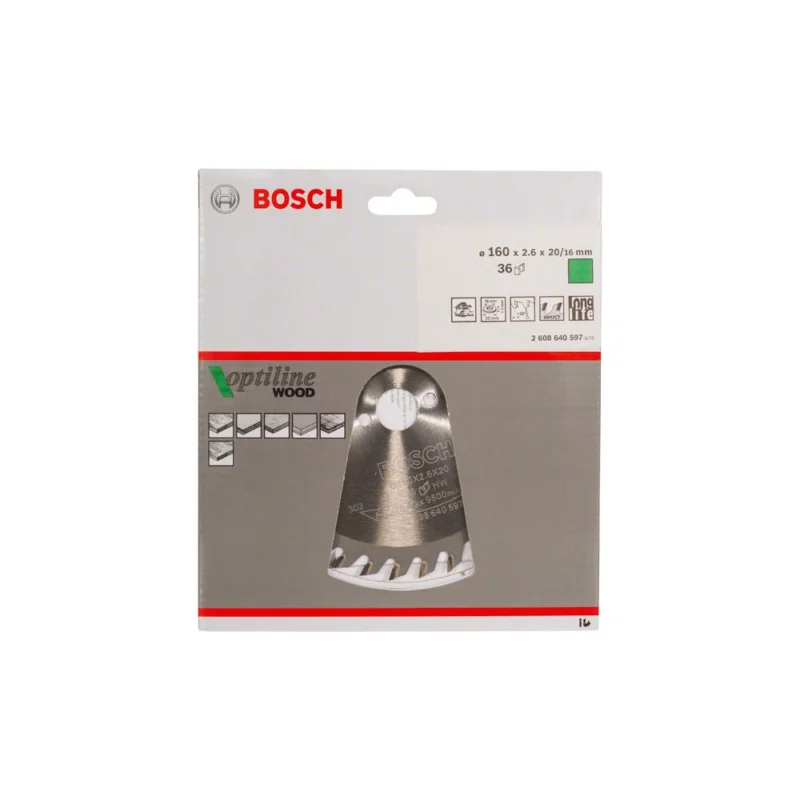 Achat Immédiat Lame de scie circulaire Ø160x20mm 36 dents OPTILINE WOODBOSCH