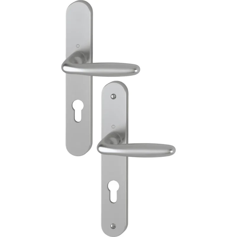 POIGNEE DE PORTE sur plaque VERONA alu aspect inox 195mm clé IHOPPE Paiement Sécurisé