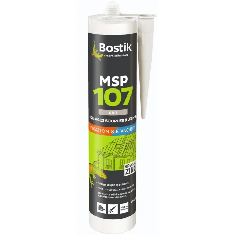 Mastic colle fixation et étanchéité MSP 107 MS Polymère gris 290mlBOSTIK Usine Directe