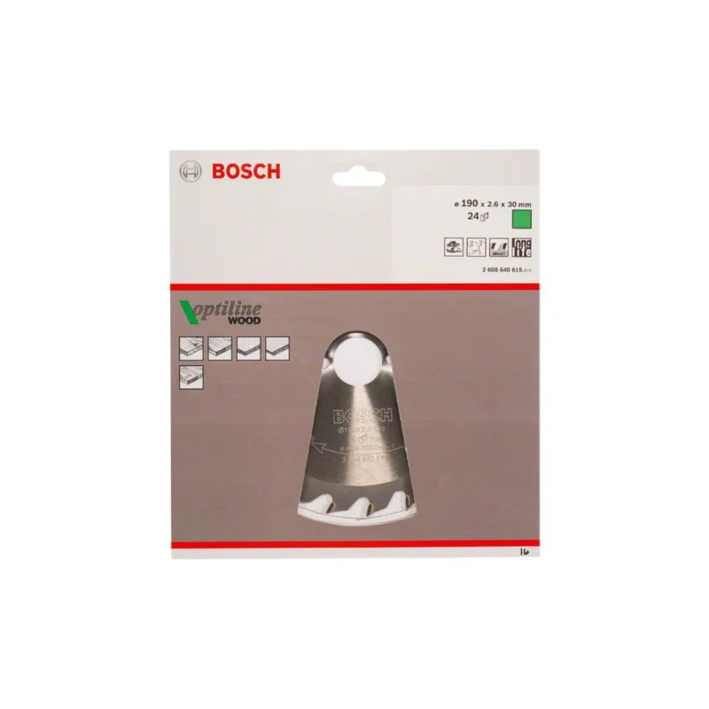Lame de scie circulaire Ø190x30mm 24 dents OPTILINE WOODBOSCH Usine Directe
