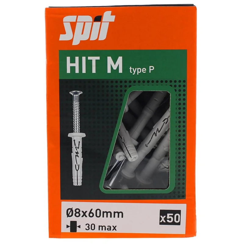 Chevilles HIT M tête plate 30mm Ø8x60mm boîte(s) 50SPIT Expédition Rapide