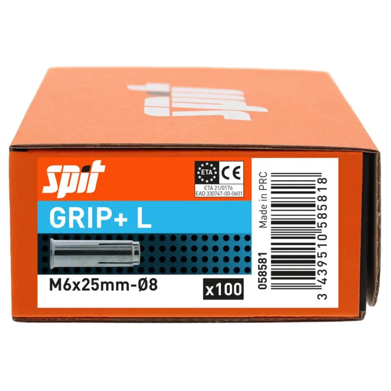 Chevilles avec collerette GRIP L ETAG001-06 zinguées Ø6x25mm boite 100SPIT Super Prix