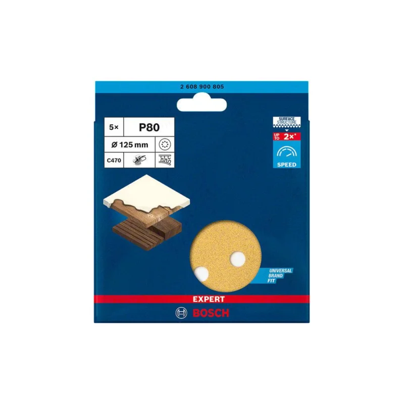 Dernière Chance Disques abrasifs C470 EXPERT pour ponceuse Ø125mm G80 lot 5BOSCH