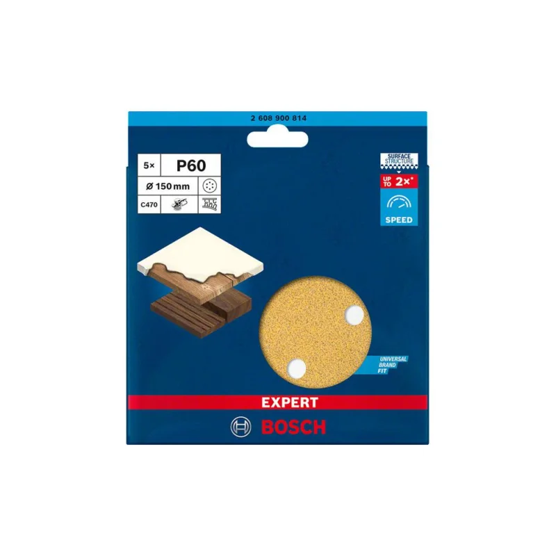 Produit De Marque Disques abrasifs C470 EXPERT pour ponceuse Ø150mm G60 lot 5BOSCH