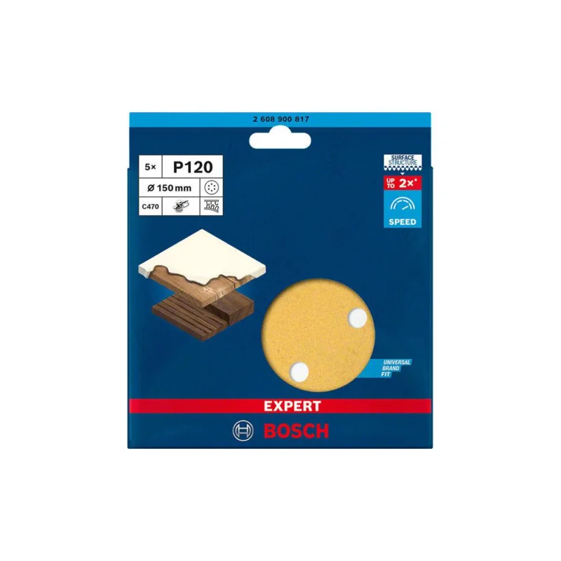 Disques abrasifs C470 EXPERT pour ponceuse Ø150mm G120 lot 5BOSCH Prix Réduit