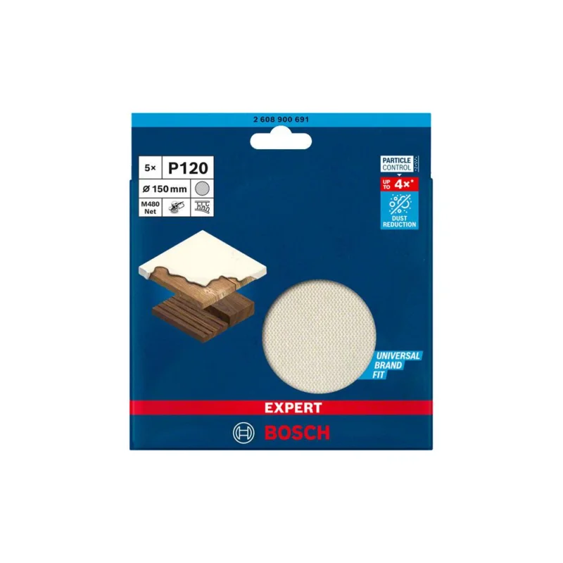 Affaire À Saisir Disque abrasif treillis M480 EXPERT pour ponceuse Ø150mm G120 lot 5BOSCH