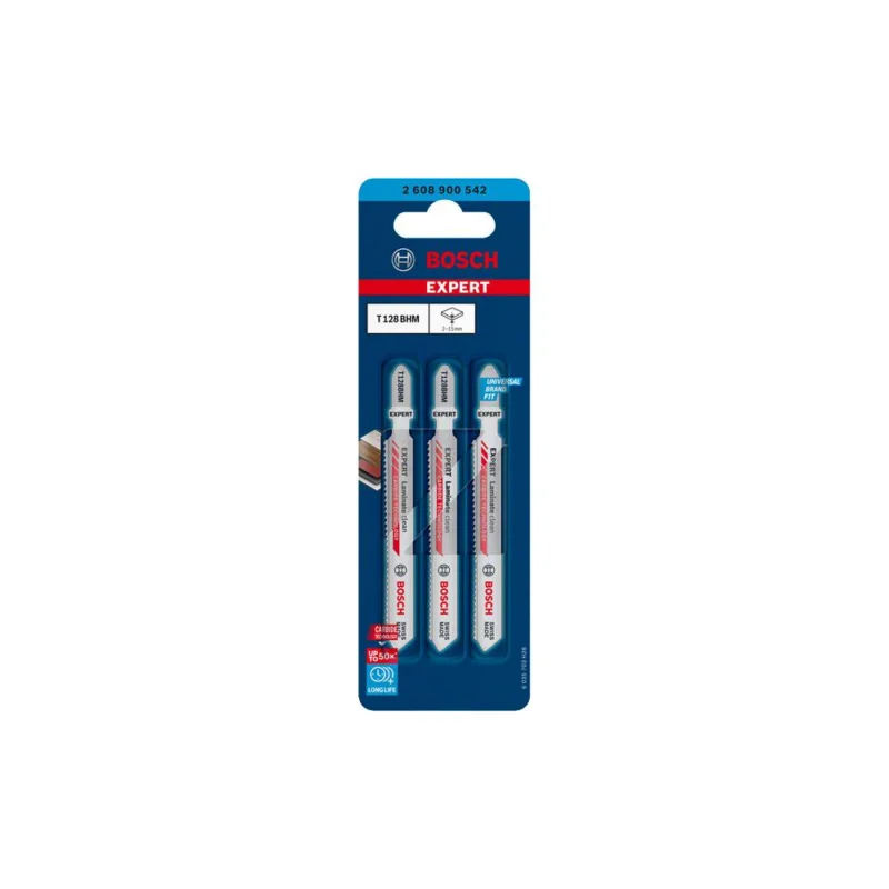Lame de scie sauteuse carbure laminé EXPERT T128BHM lot 3BOSCH Certifié
