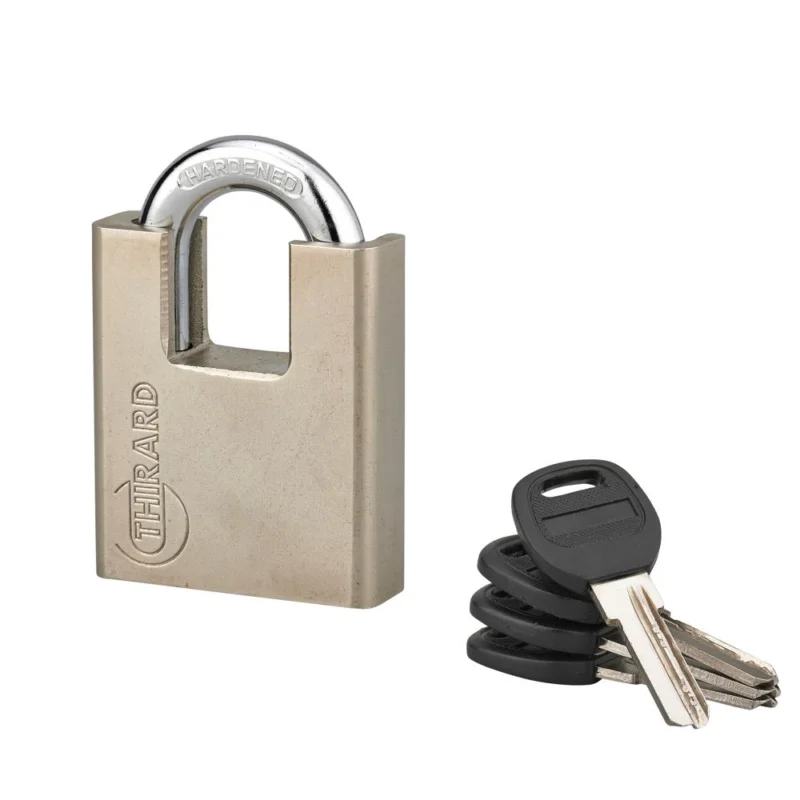 Cadenas de sûreté QUADRA acier nickelé anse protégée 60mm 4 clésTHIRARD Réduction