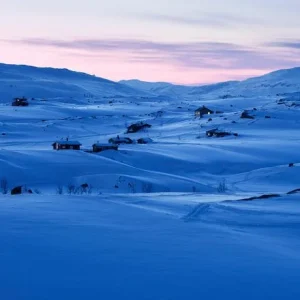 Winter Landscape with Houses in Lapland Authentique