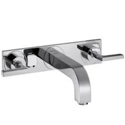 Nouveauté Set de finition pour mélangeur lavabo mural 3 trous, bonde à écoulement libre (39148000)