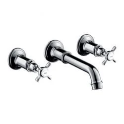 Mélangeur lavabo 3 trous encastré mural, bonde à écoulement libre (16532000) Commande En Gros