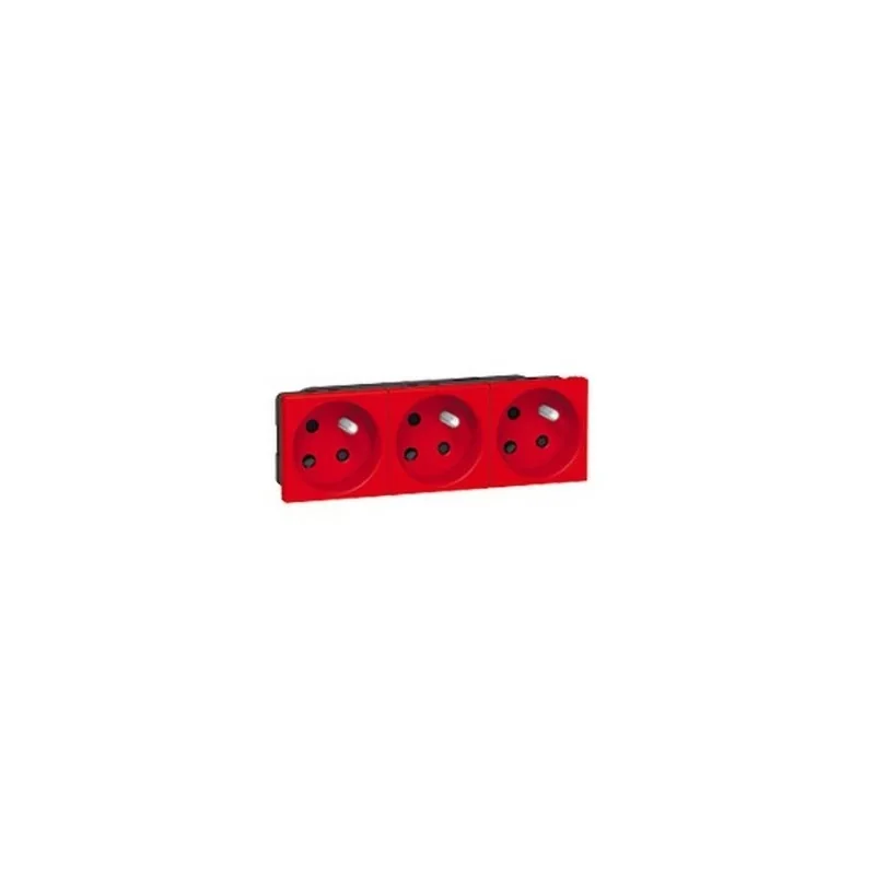Legrand 077153 - Prise multi supports Prog Mosaic - 3x2P+T à détrompage à 45° - 6 mod - rouge Retour Gratuit