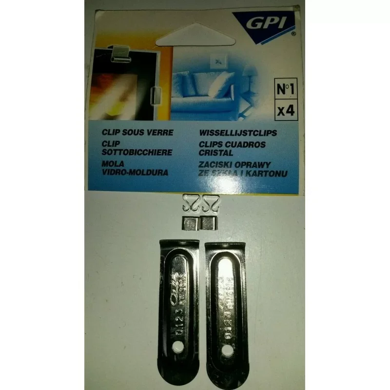Gpi 0589.005.00 - 4 X Clips sous verre N°1 petit 6mm + clés de montage Nouvelle Collection