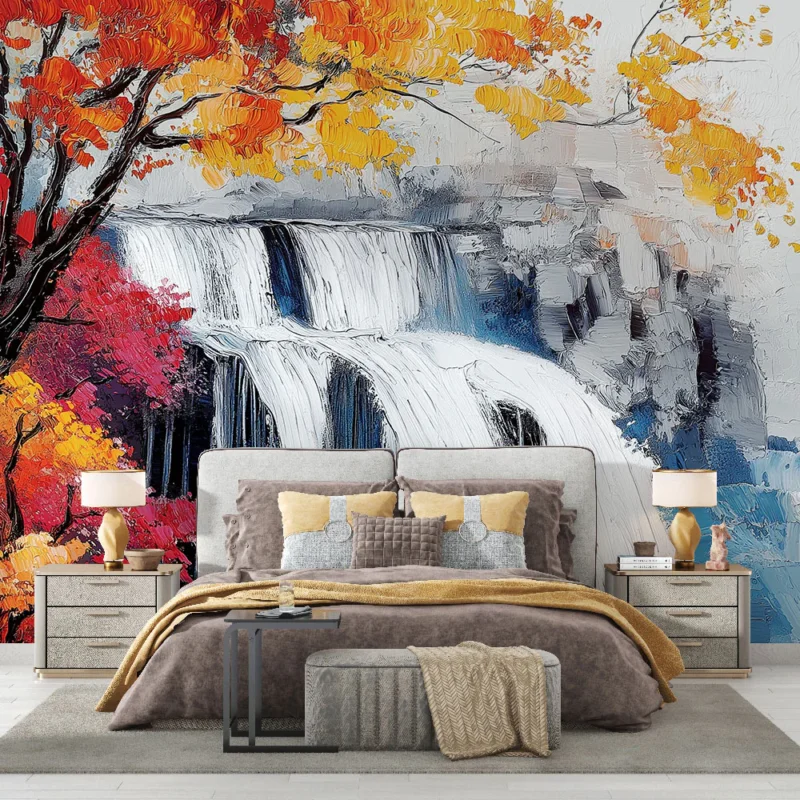 Papier peint cascade Automne et chute d‘eau majestueuse Affaire À Saisir