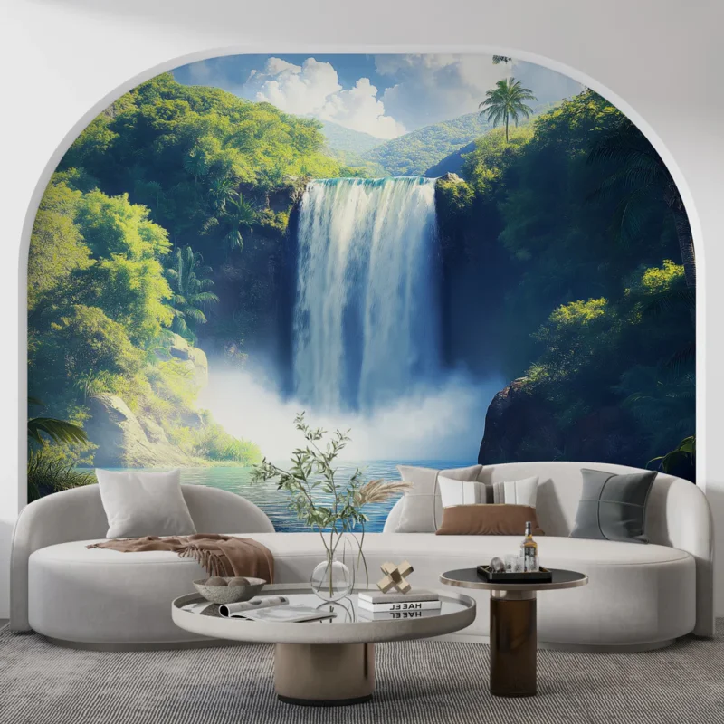 Papier peint cascade Une vue paisible d‘une cascade dans la jungle Top Vente