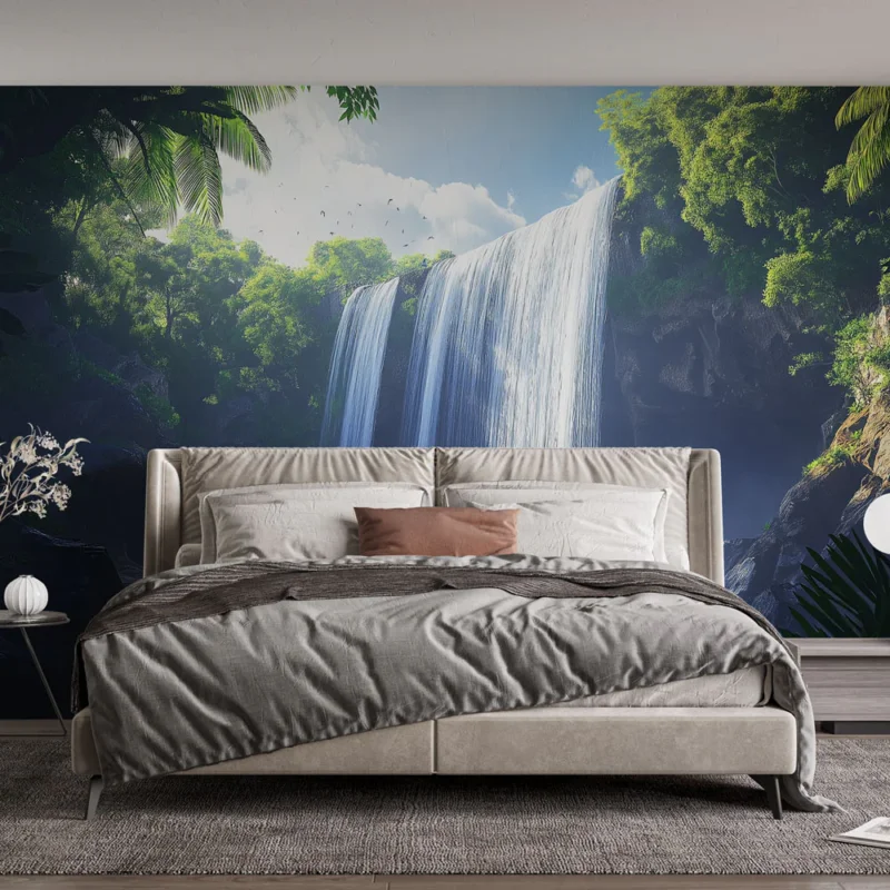 Papier peint cascade Cascade majestueuse entourée de verdure Seulement Aujourd'hui