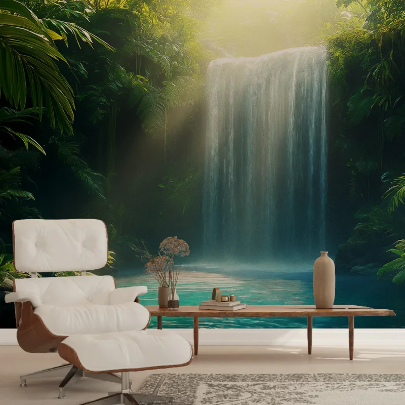 Papier peint chute d‘eau Cascade spectaculaire dans une jungle luxuriante Commande En Gros