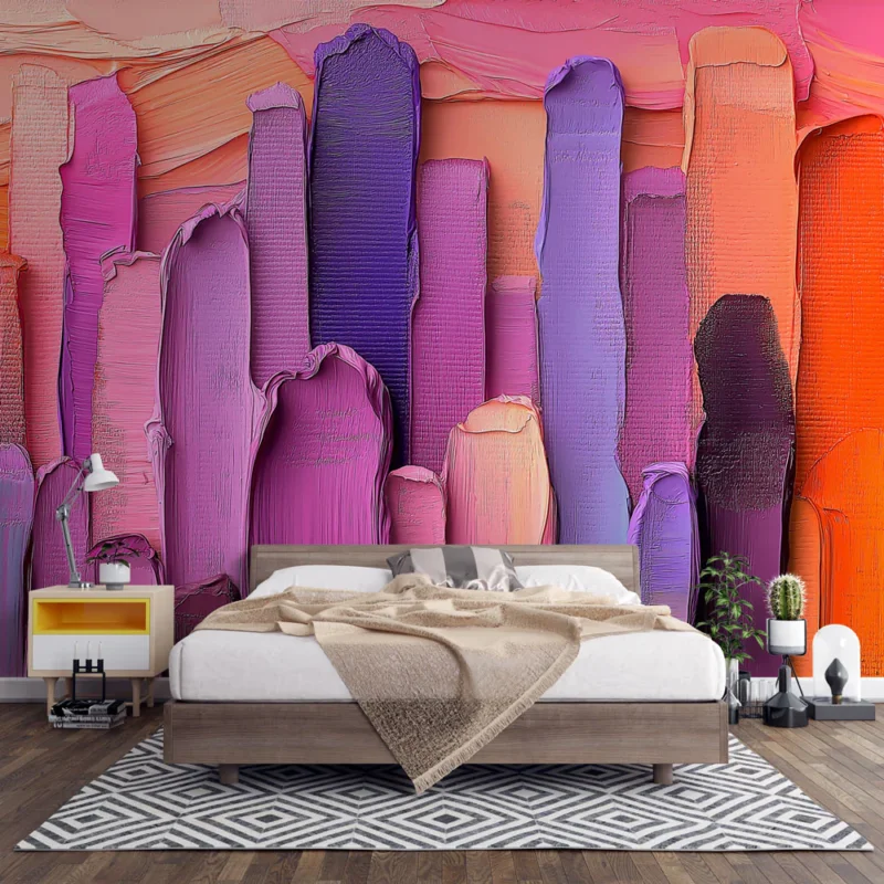 Affaire À Saisir Papier peint abstrait Paysage coloré en dégradés de rose et violet
