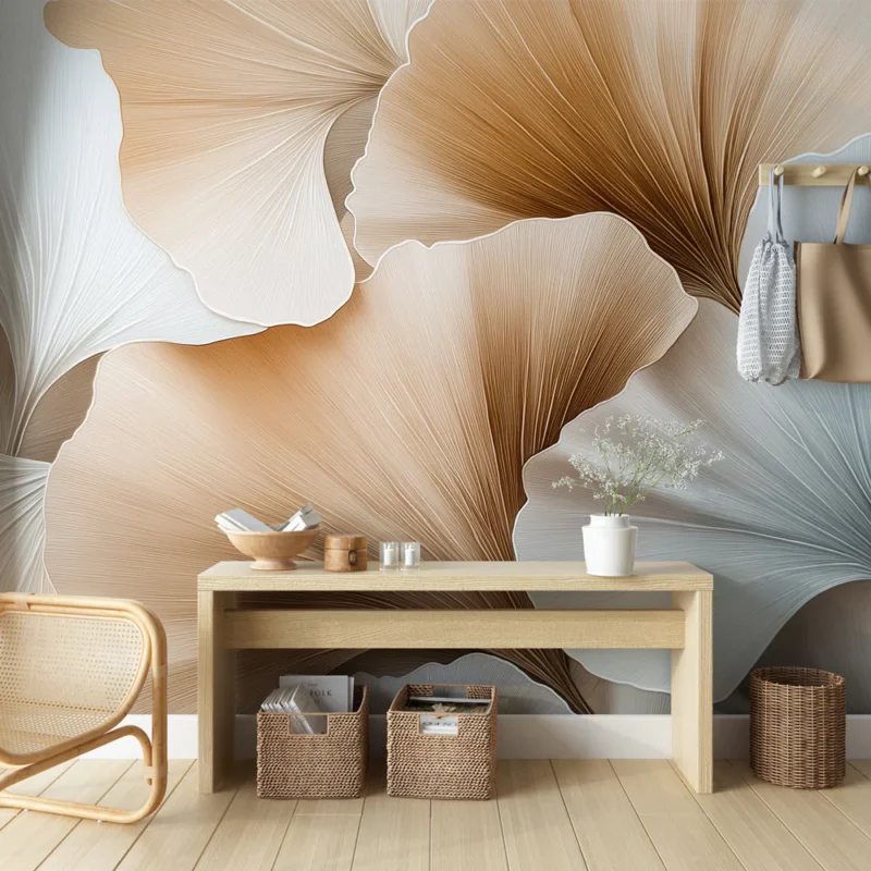 Papier peint feuilles délicates Motif de feuillage aux nuances douces et élégantes Prix Bas