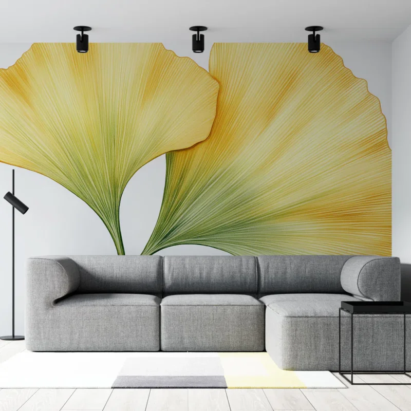 Livraison Express Papier peint ginkgo Feuilles de ginkgo dorées et délicates