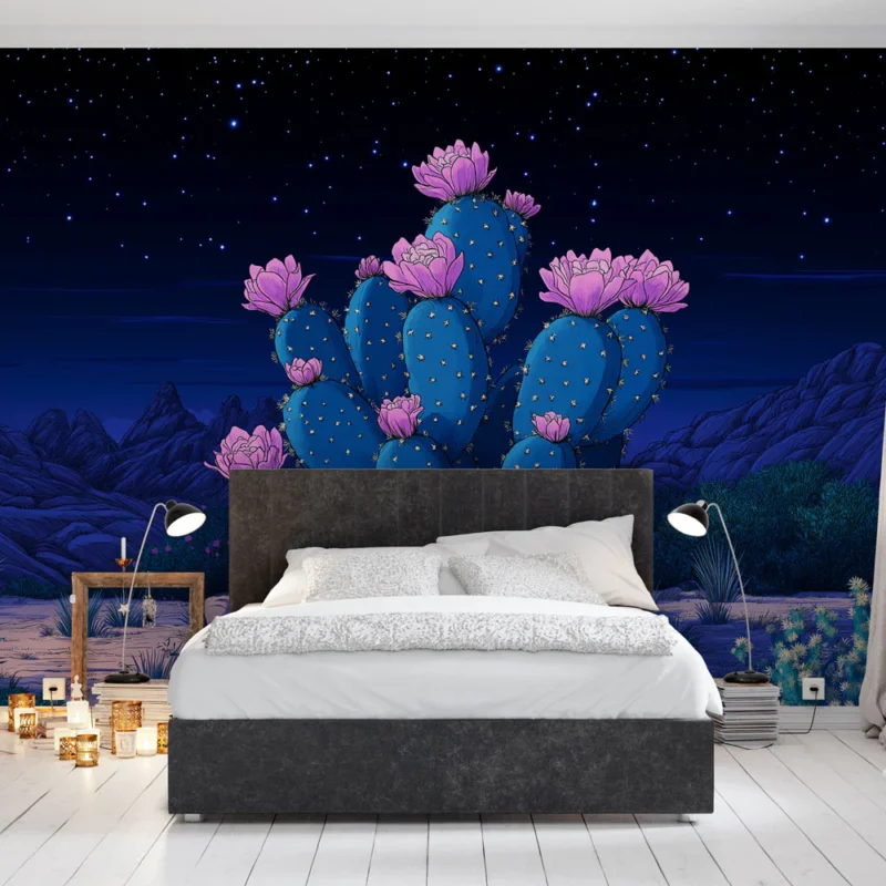 Papier peint cactus Cactus coloré au coeur du noir Soldes