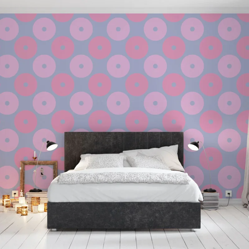 Prix Bas Papier peint cercles pastel Motif géométrique rose et violet