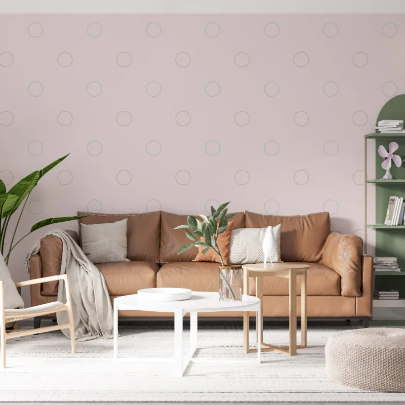 Papier peint à pois Fond rose pastel Meilleur Prix