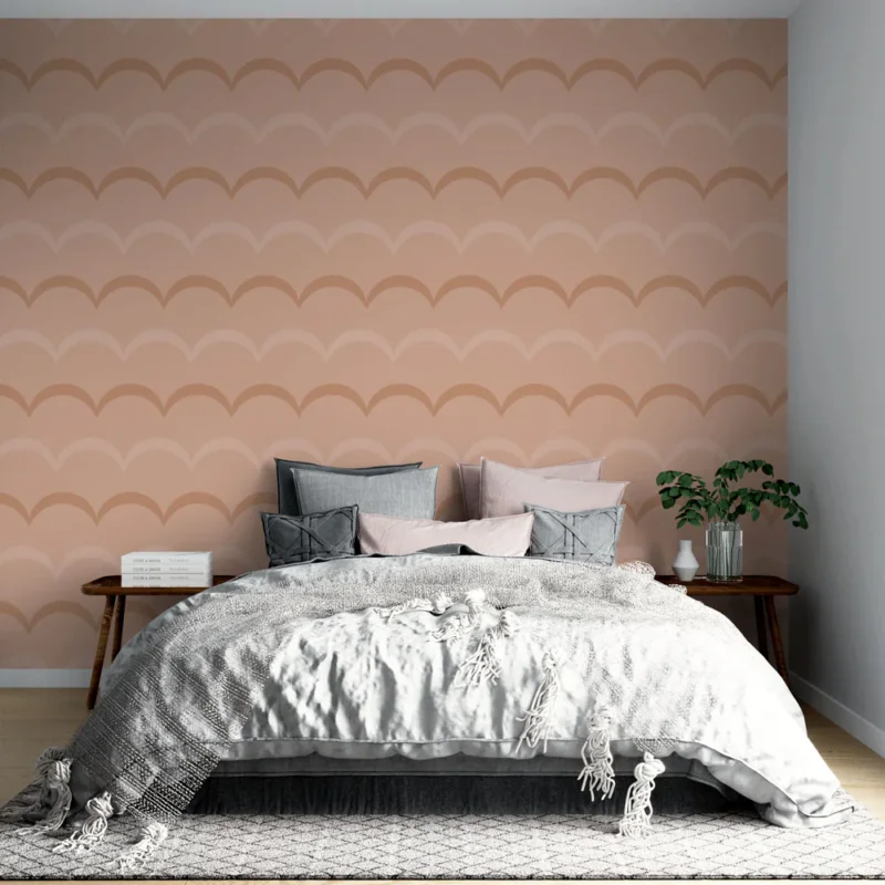 Must-Have Papier peint à motifs onduleux Design rose et saumon