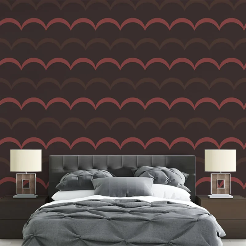Seulement Aujourd'hui Papier peint géométrique Vagues rouges et noires