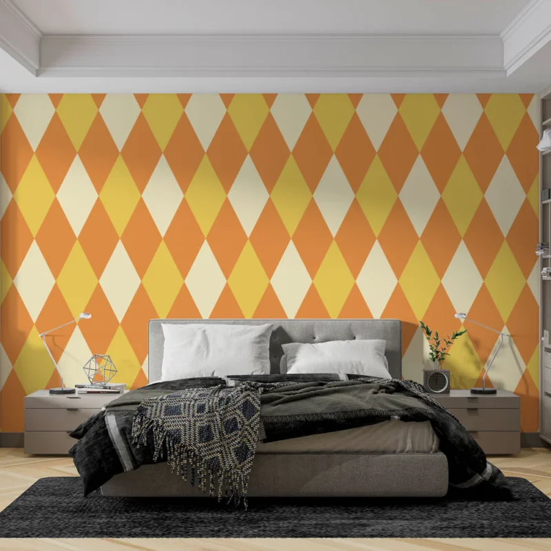 Jusqu'à Épuisement Des Stocks Papier peint losanges Orange et Jaune