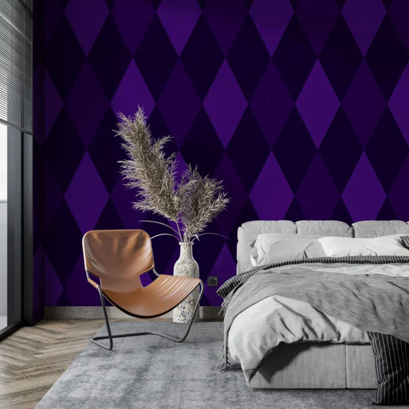Papier peint losanges Violet et Noir Élégant Promotion