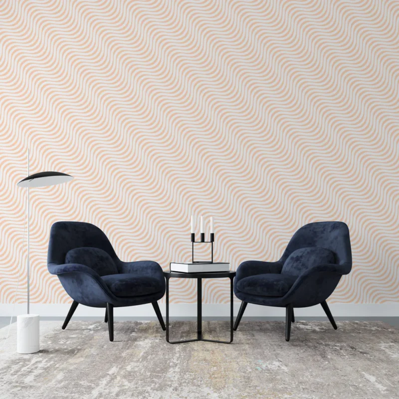 Produit De Marque Papier peint ondulé Motif abstrait orange pâle