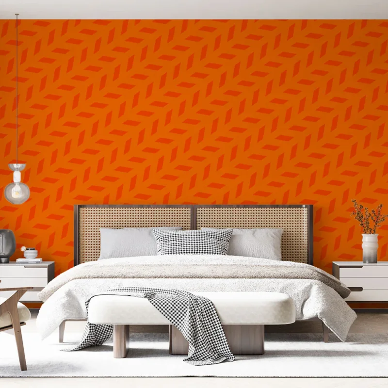 Papier peint géométrique Orange vif et moderne Quantité Limitée