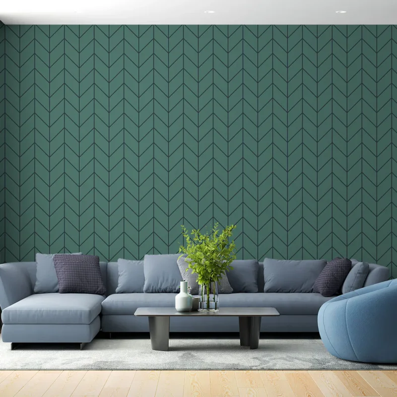Papier peint chevrons Motif géométrique vert Livraison Express