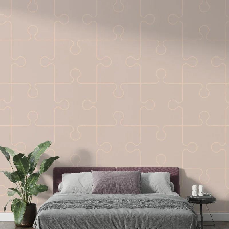 Papier peint puzzle Design minimaliste beige Dernier Modèle