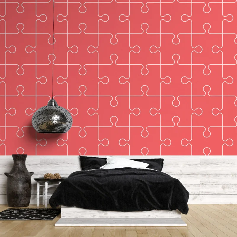 Papier peint puzzle Motif géométrique rose Nouveauté