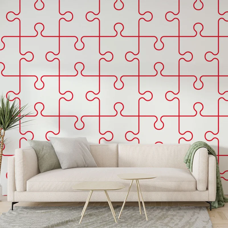 Dernière Chance Papier peint puzzle Motif abstrait rouge et blanc