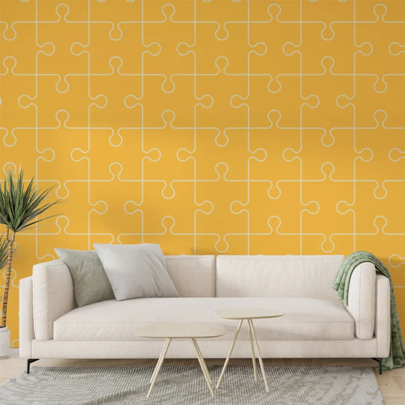Papier peint puzzle Motif ludique jaune Haute Qualité