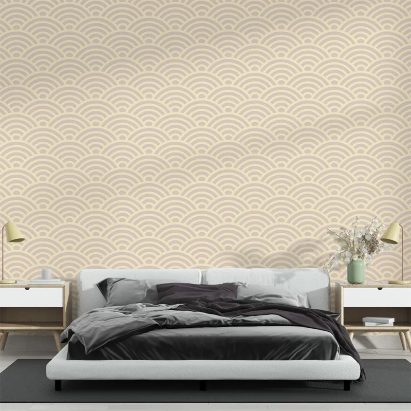 Papier peint motif japonais Arcades en crème et beige Acheter En Ligne