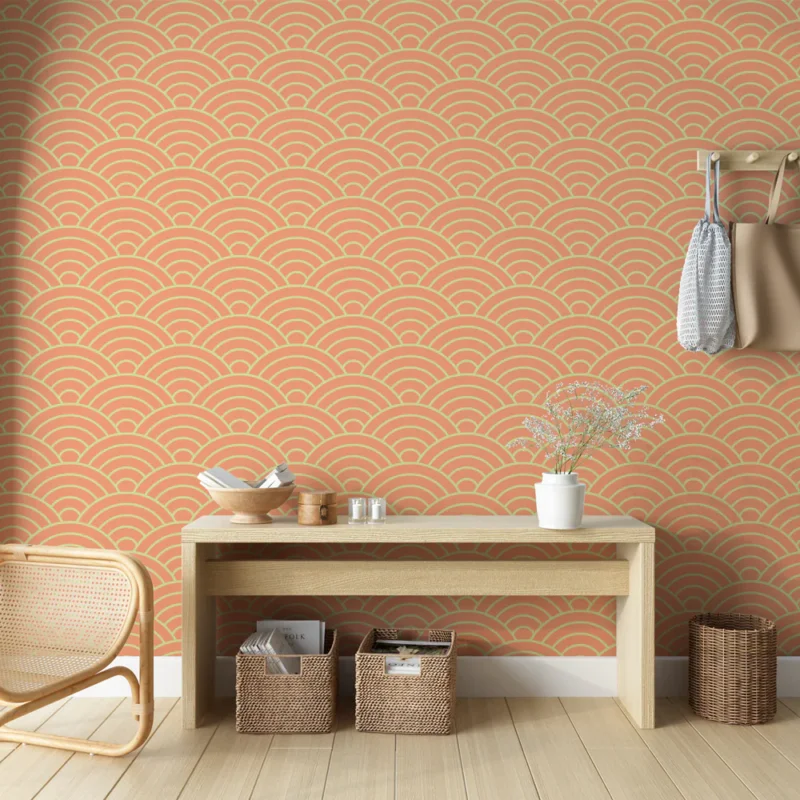 Meilleur Choix Papier peint graphique Motif éventail corail