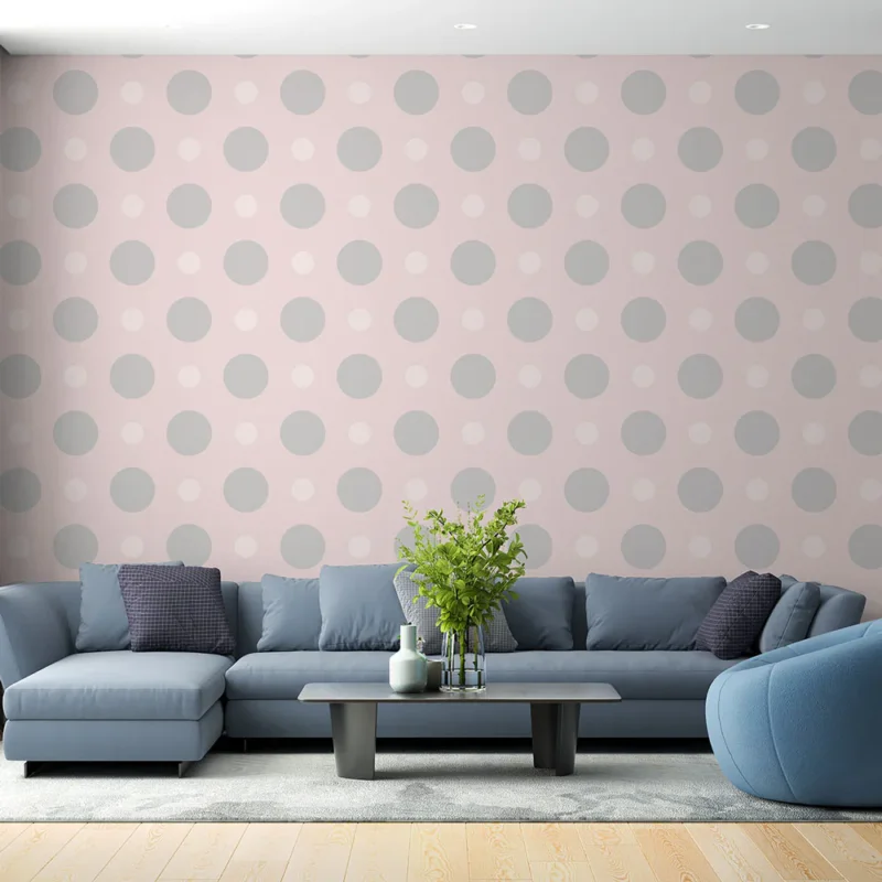 Achetez Aujourd'hui Papier peint pois Motif à pois gris sur fond rose