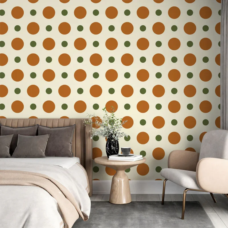 Prix Bas Papier peint pois rétro Motif classique à pois verts et bruns