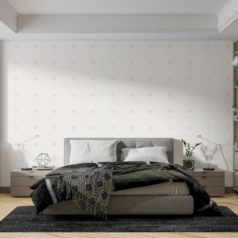 Papier peint à pois Éclat de douceur beige Soldes