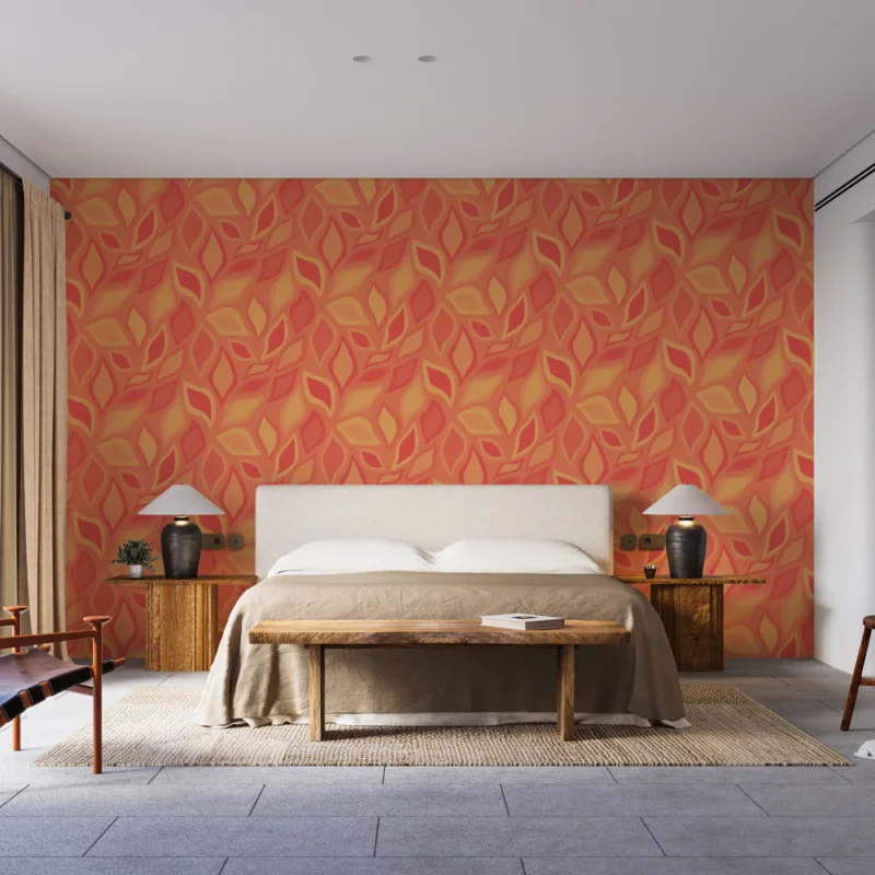Remise Papier peint feuilles tropicales Orange et Jaune