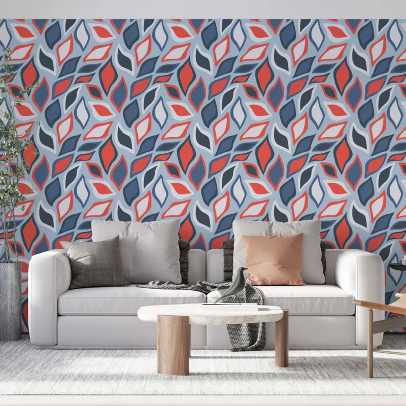Papier peint feuilles Motif géométrique coloré Promotion Saisonnière