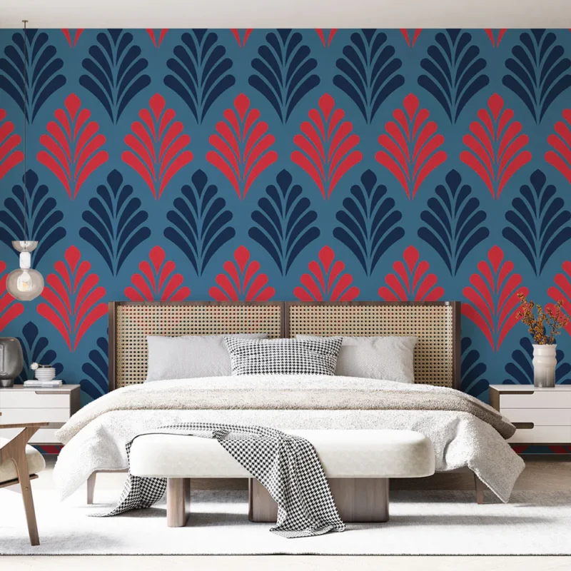 Dernière Chance Papier peint motif floral Bleu et Rose