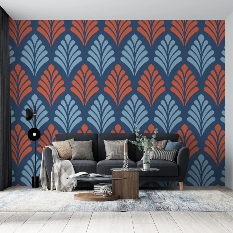 Papier peint écaille Motif coloré bleu et orange Must-Have